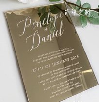 Full custom gold mirror acrylic wedding invitations European wedding wedding invitations business Annual opening invitation letter