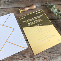 Light gold mirror acrylic business Annual meeting invitation invitation beauty salon opening anniversary real estate invitation letter