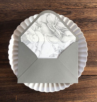 European minimalist retro gray print flower lined business envelope wedding invitation invitation double envelope