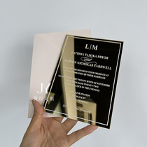 Fully customized light gold mirror acrylic wedding invitation European style wedding invitation business annual meeting opening invitation