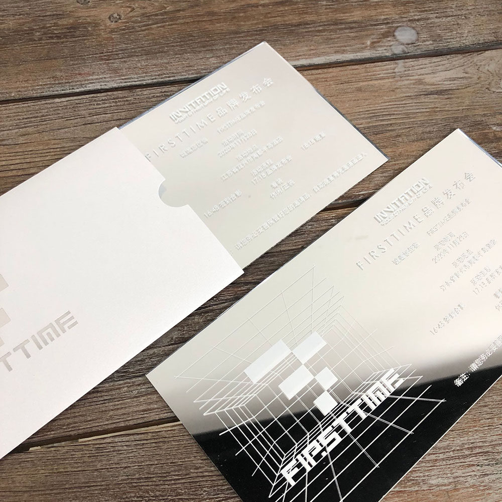 Silver Mirror Acrylic Invitation Card Wedding Invitation Hot Silver Envelope Business Annual Meeting Opening Invitation Letter