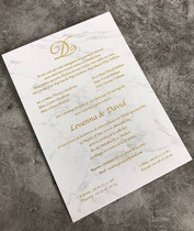 Simple ins style marble background wedding invitations wedding invitations European hot stamping logo invitations