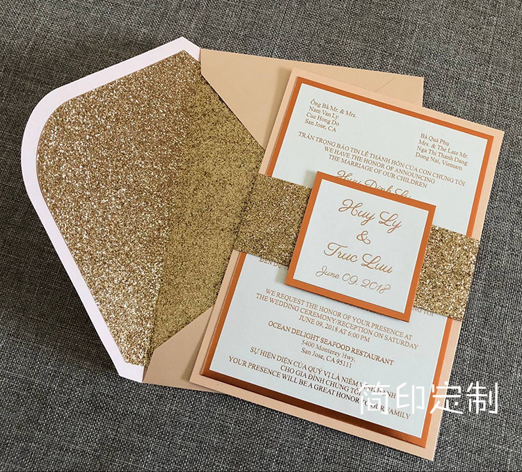 A simple wedding invitation for wedding invitation European style creative design hot rose gold
