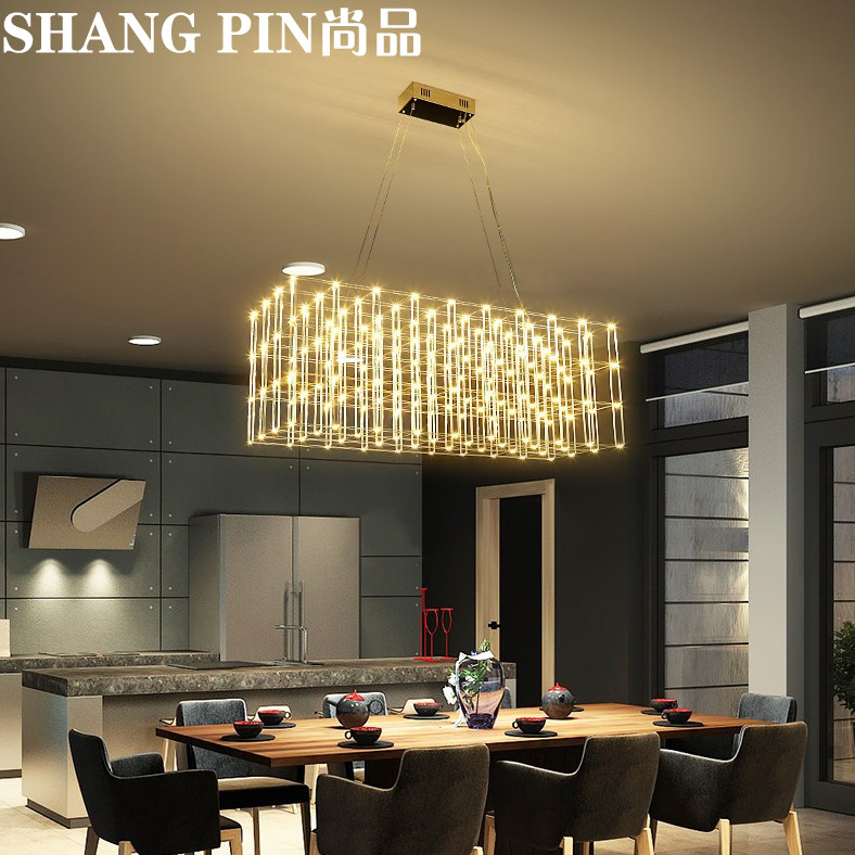 LED starry chandelier fireworks postmodern engineering hotel front desk bar lamp villa rectangular restaurant chandelier