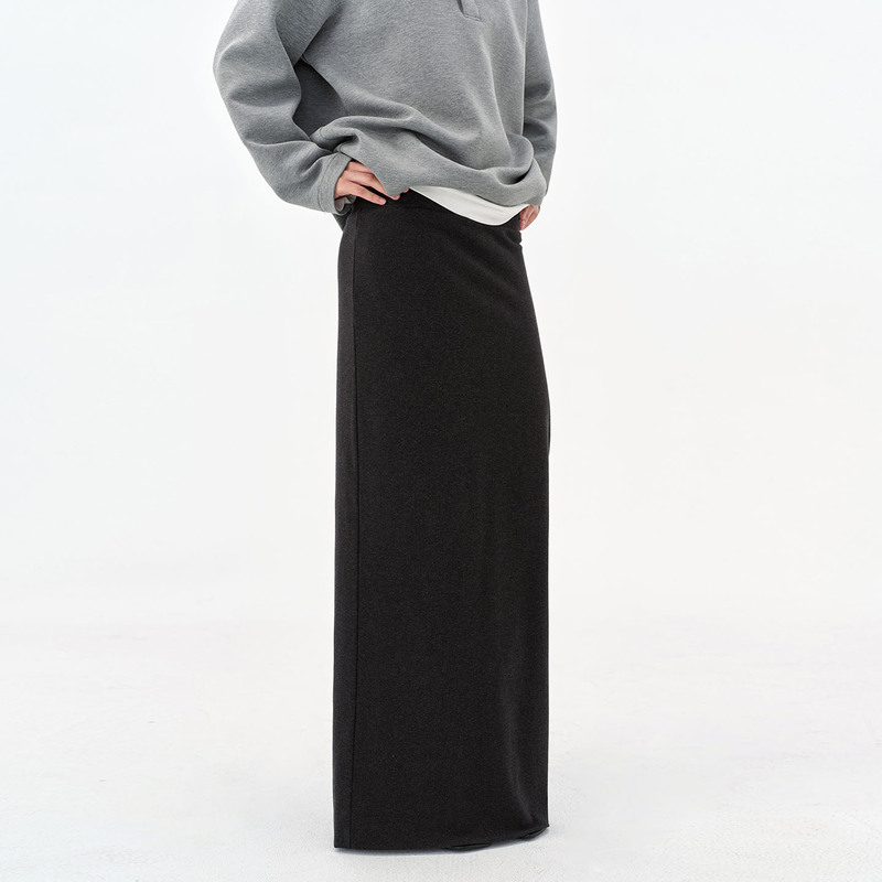 Extremely Comfortable Knitted Wool Blend Midi Skirt with Elastic High Waist, Back Slit, Fishtail Skirt, Draped Skirt Extremely Comfortable Knitted Wool Blend Midi Skirt with Elastic High Waist, Back Slit, Fishtail Skirt, Draped Skirt