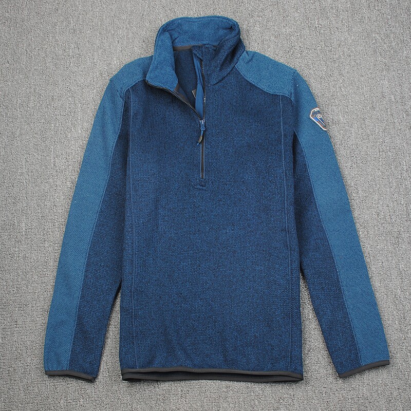 Men's knitted velvet warm and dry outdoor sports clothing semi-pulled jacket foreign trade spring and autumn model increased code