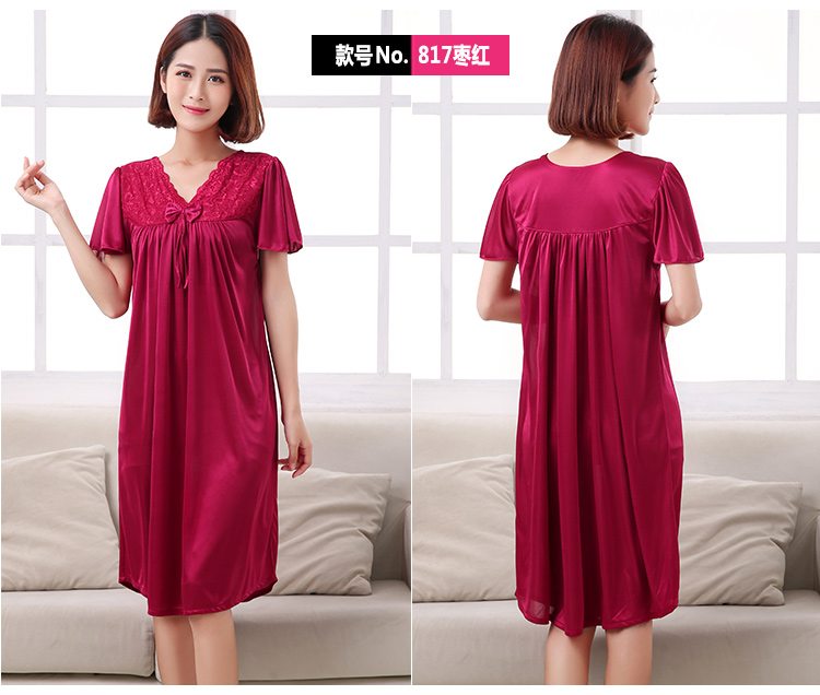 Mùa hè mới quý cô mặc váy ngủ bằng vải lụa MM cộng với phân bón XL Bộ đồ ngủ tại nhà bộ 5XL mặc 220 kg váy ấm áp cho mùa đông