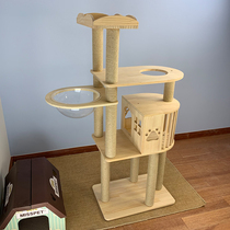 Cat Climbing Frame Solid Wood Cat Tree House Large Cat Jumping Platform Springboard Cat Toy Villa Cat Grab Sisal Rack