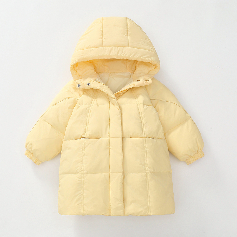 2025 Autumn and Winter New Children's Solid Color down Jacket for Boys and Girls, Thickened, Warm, Hooded, Windproof and Cold-Resistant Puffer Jacket