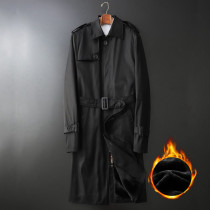 Trench trench coat men long coat 2021 autumn and winter New Korean trend slim single-breasted thickening plus size