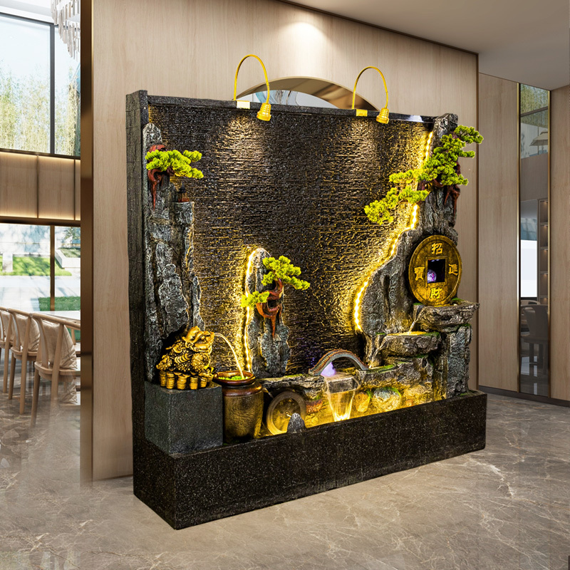 Artificial Rockery with Flowing Water, Circulating Fountain, Water Curtain, Garden Courtyard Decoration, Chinese-Style Entrance Landscape Screen Ornament