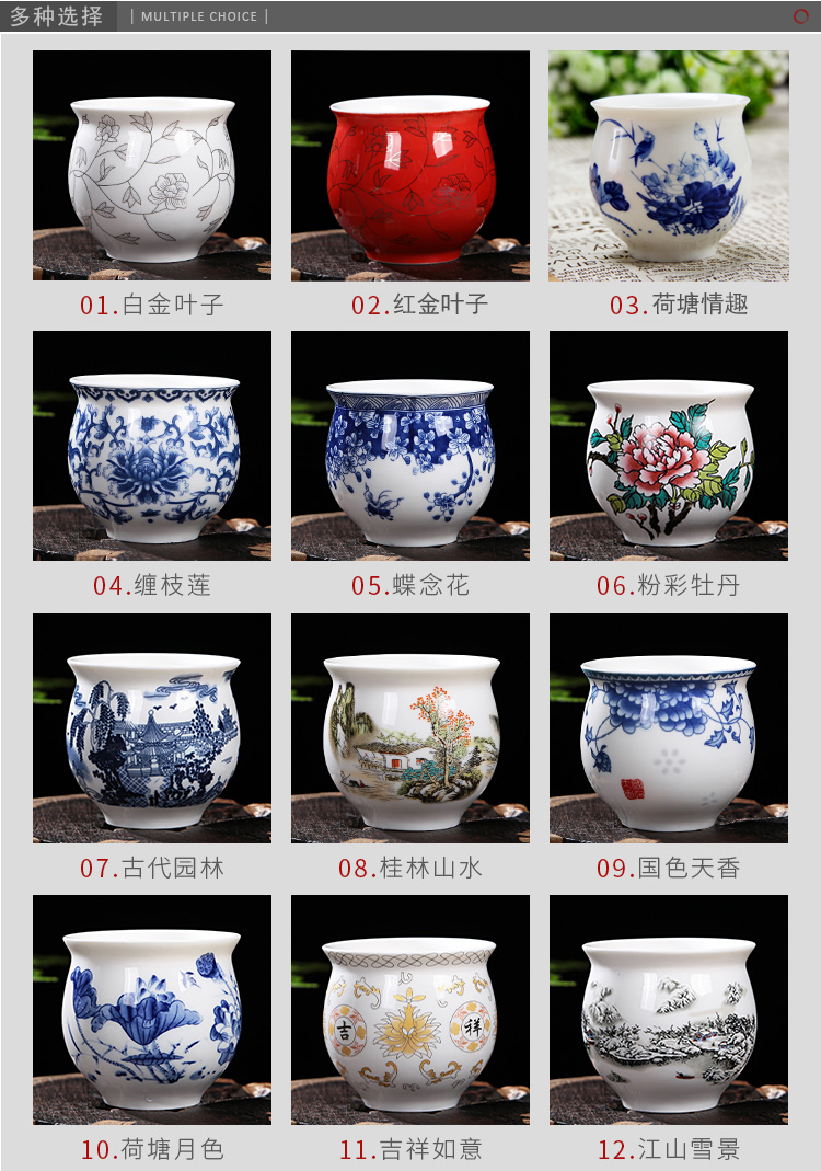 Chén gốm sứ Jingdezhen Cốc sứ màu xanh và trắng cách ly đôi hộ gia đình Không nóng Cup Nước Kung Fu Bộ chén đơn - Trà sứ ấm trà đạo