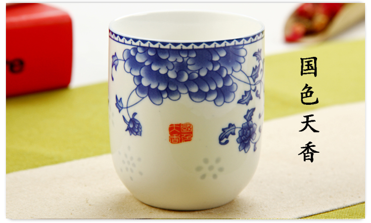 Chén gốm gốm sứ Nhật Bản cốc retro Nhật Bản nhà trà sứ màu xanh và trắng đặt ly rượu lớn ly đơn - Trà sứ bộ ấm chén