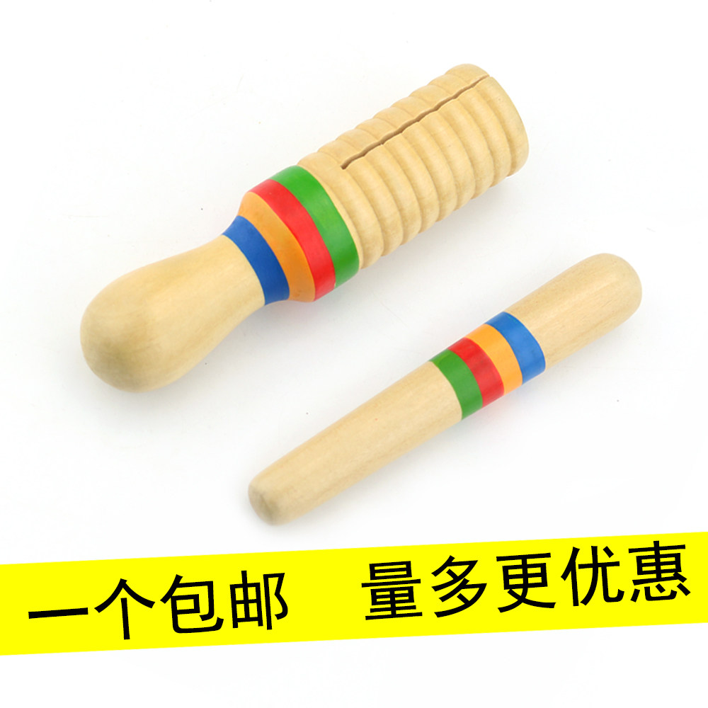 Kindergarten primary school teaching aids threaded single sound barrel double ditch Orff early education music teaching aids children's percussion instrument