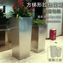 Factory direct square brushed stainless steel pots with flower pots metal flower pots hotel office building