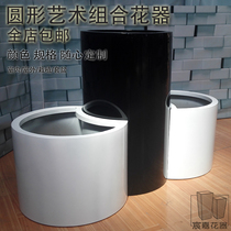 Factory stainless steel flower bowl metal paint art flower pot floor large flower pot hotel European flower bucket