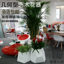 Factory stainless steel art square flower pot metal flower pot shopping mall hotel European flower bucket