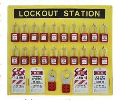 Twenty locks, locks, hanging boards, twenty locks, hanging boards, locks, hanging boards, locks, workstations