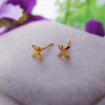 999 gold ear stick x pure gold earrings Pure gold letters X unknown personality to work and go to school Invisible hypoallergenic