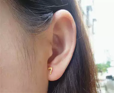 999 Pod Gold Small Ears Gold Digital 7 Ears Japanese and Korean Fashion Pure Gold Ear Lucky Number 7-character Couple Earrings