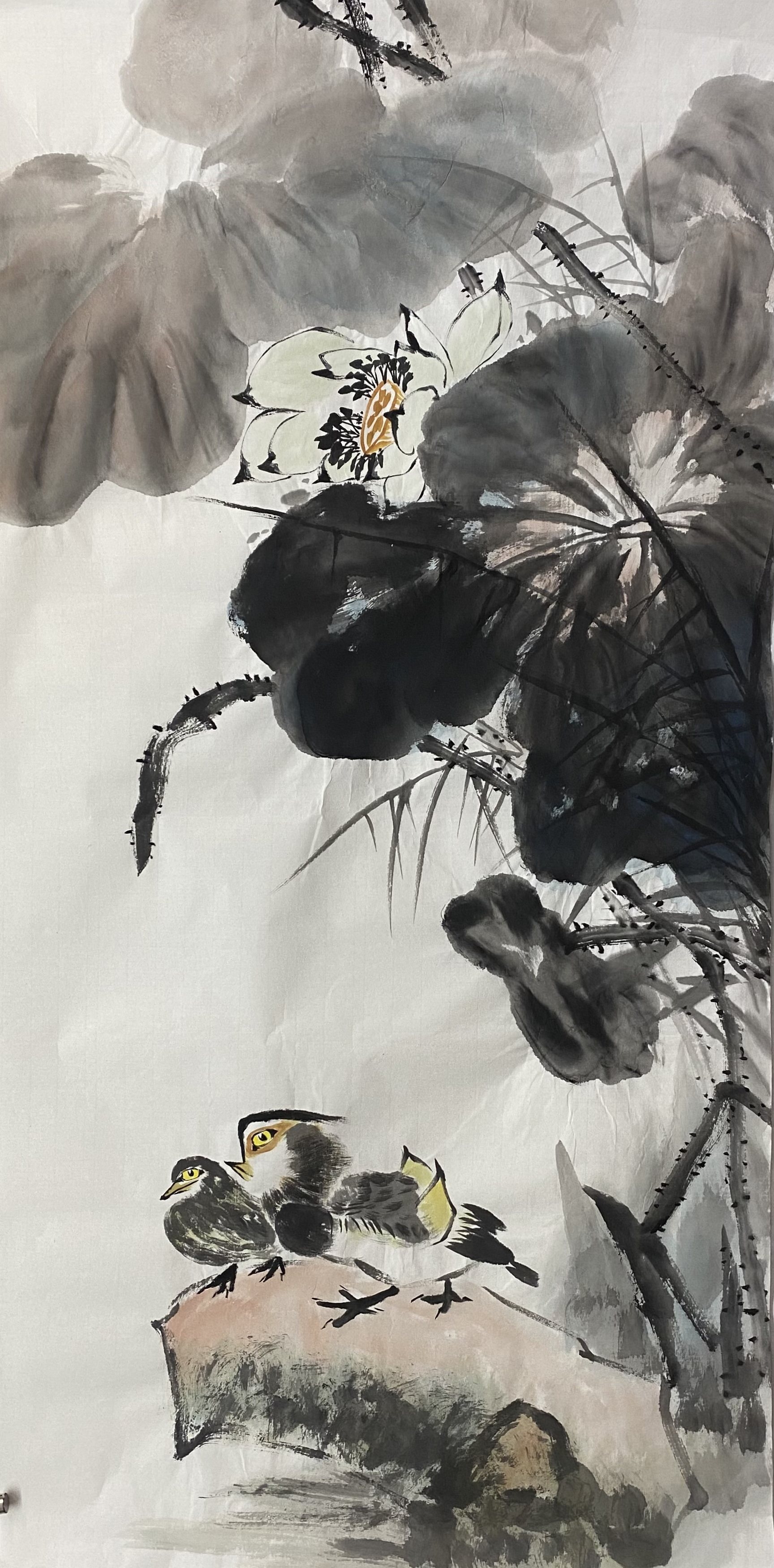 Special Price Pure Hand Painted Three Feet Water Ink Country Painting Lotus Flower Mandarin Flowers Bird Painting Xuanguan Decorative Character Painting Feng Shui Painting Manuscript 7