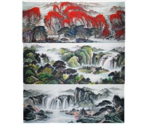 Special pure hand-painted small six feet Taishan traditional Chinese painting landscape office decoration painting Hongyun head cornucopia Chinese calligraphy painting