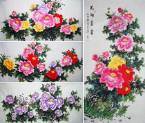 Special pure hand-painted four feet small six feet Chinese painting flowers and birds living room feng shui painting flowers rich office decoration calligraphy and painting