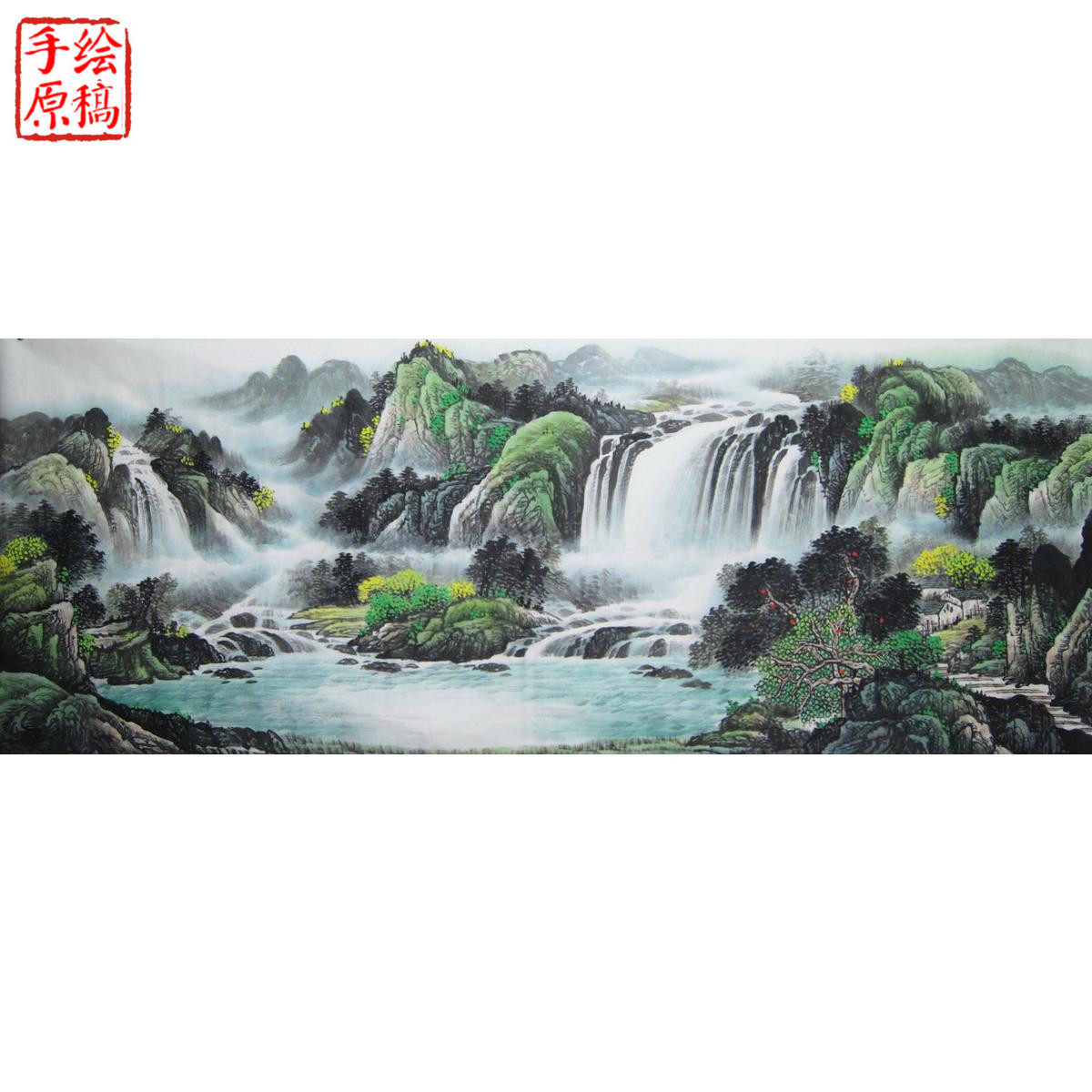 Pure hand-painted small six-foot Chinese painting landscape cornucopia original manuscript painting heart no style calligraphy painting living room office decoration painting 1