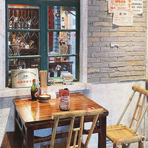 Mushroom Xiaojiang Internet celebrity market style dining table and chair combination all solid wood old Eight Immortals table with bamboo chairs can be customized in size