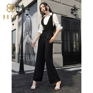 2025 autumn new arrival baisi black slim overalls fashion casual high waisted smart straight jumpsuit women