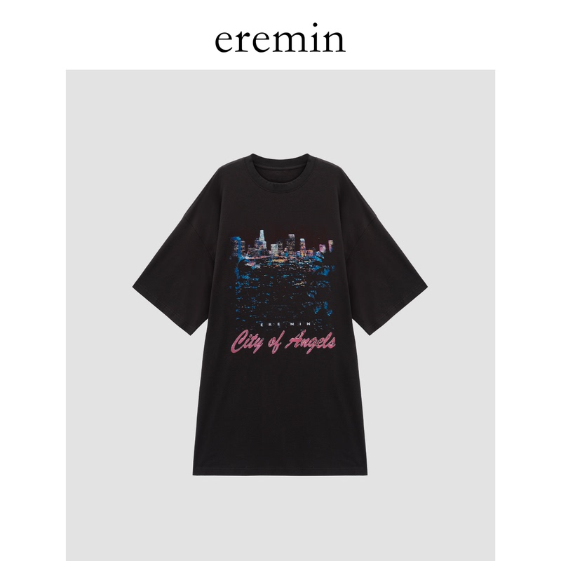 Eremin Lin Moqing/Night Scene Print T/Cotton Unisex Washed Vintage Round Neck Loose Oversized T-Shirt Eremin Lin Moqing/Night Scene Print T/Cotton Unisex Washed Vintage Round Neck Loose Oversized T-Shirt