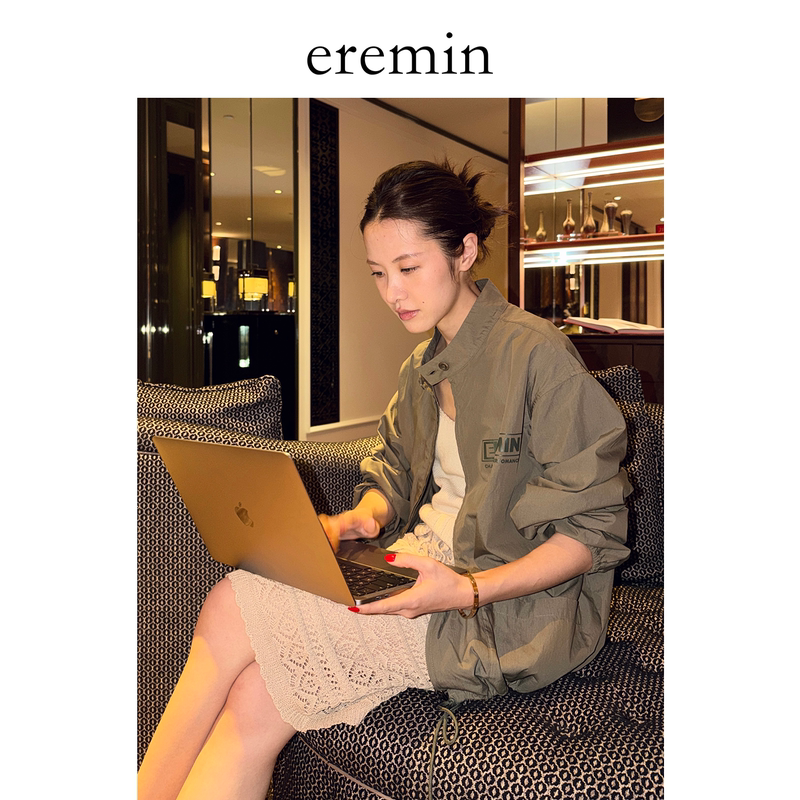 Eremin Lin Moqing/Printed Jacket/26 Autumn New Product Salt-Shrunk Long-Staple Cotton Loose Stand Collar Casual Drawstring Jacket Eremin Lin Moqing/Printed Jacket/26 Autumn New Product Salt-Shrunk Long-Staple Cotton Loose Stand Collar Casual Drawstring Jacket