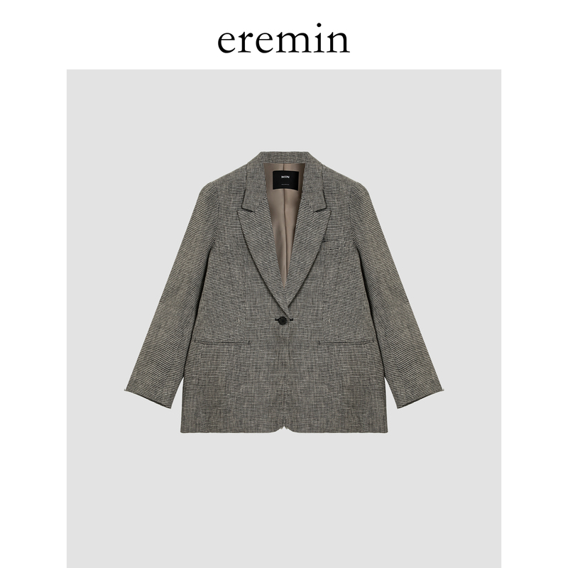 Eremin Lin Moqing/Houndstooth Suit/Color-Woven Linen Old Money Slimming Textured Suit Jacket Eremin Lin Moqing/Houndstooth Suit/Color-Woven Linen Old Money Slimming Textured Suit Jacket