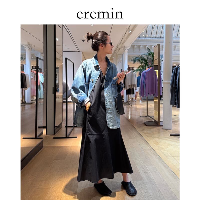 Eremin Lin Moqing/V-Neck Tank Dress/26 Autumn New Minimalist Loose-Fitting Elegant Long Dress with a Large Hem That Makes You Look Slimmer Eremin Lin Moqing/V-Neck Tank Dress/26 Autumn New Minimalist Loose-Fitting Elegant Long Dress with a Large Hem That Makes You Look Slimmer