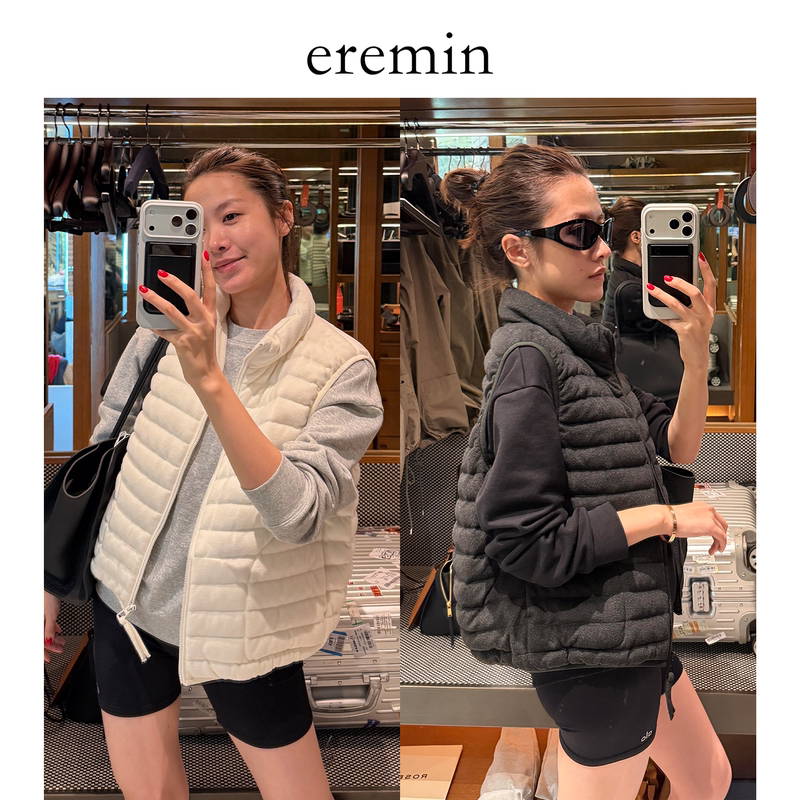 Eremin Lin Moqing/Suede Vest/26 Autumn New Product Quilted Versatile Layered White Duck down Casual down Vest Eremin Lin Moqing/Suede Vest/26 Autumn New Product Quilted Versatile Layered White Duck down Casual down Vest
