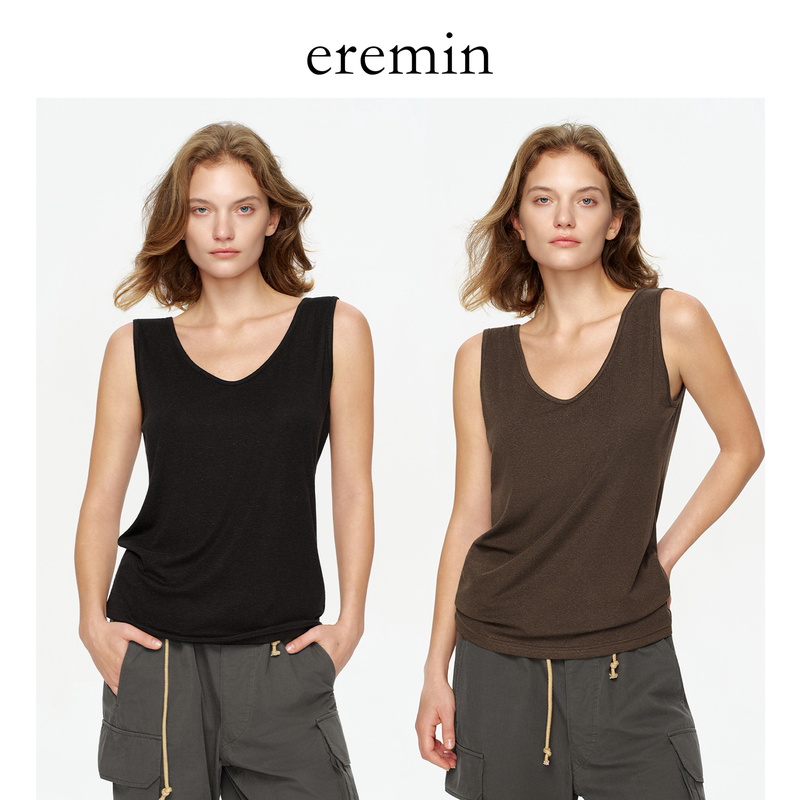 Eremin Lin Moqing/Snowflake Vest/Reversible Breathable Versatile Casual Sleeveless Top