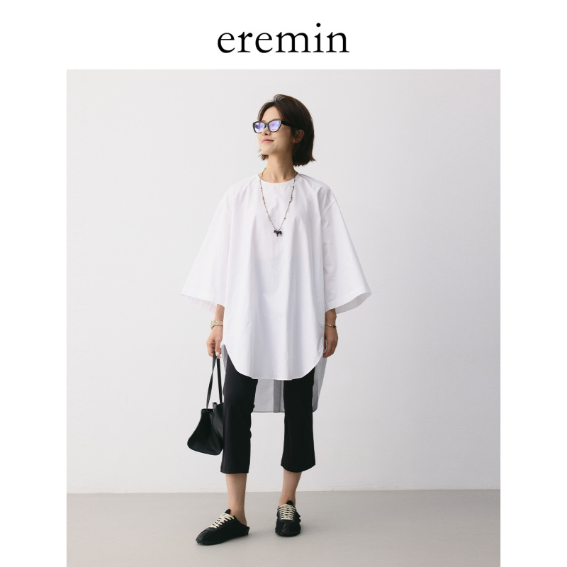 Eremin Lin Ziqing/Back-Buttoned Large Shirt/Design-Inspired Silhouette Wide-Sleeve Full Cotton Long Shirt