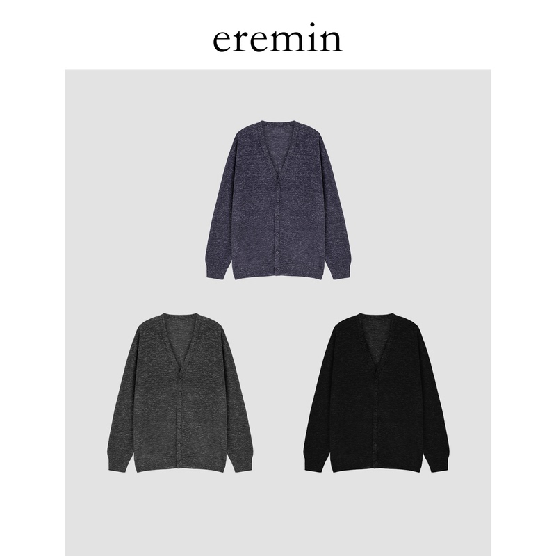 Eremin Lin Moqing/Variegated V-Neck Cardigan/Comfortable Thin Simple Silhouette Knit Sweater Jacket