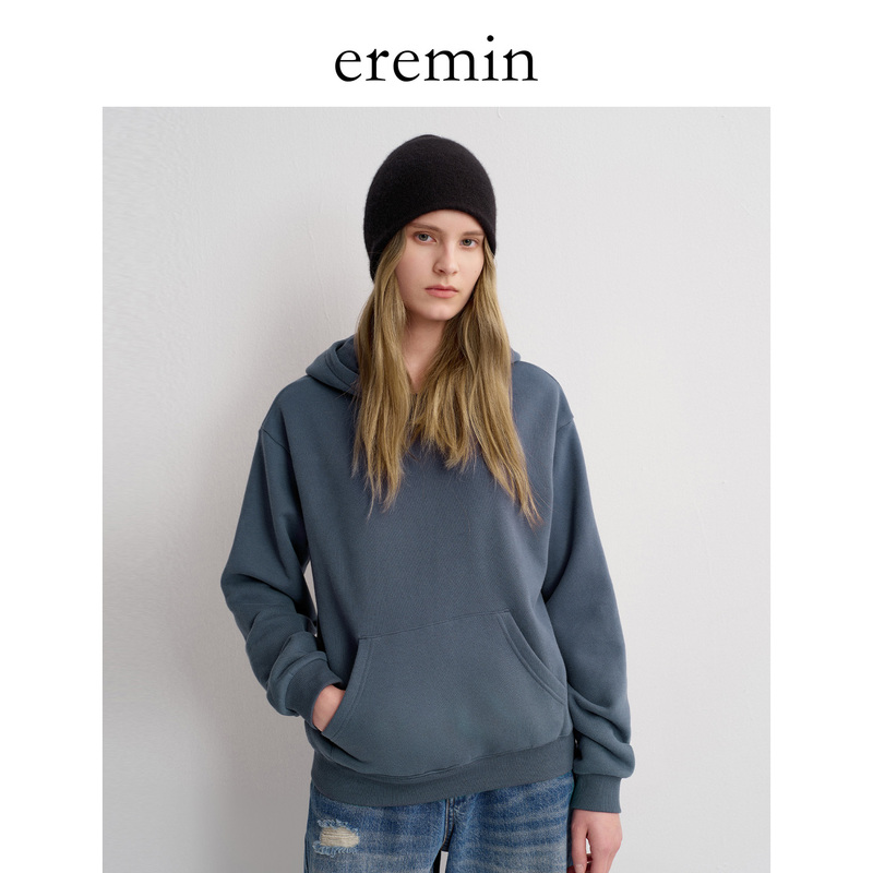 Eremin Lin Moqing/Colorful Hoodie/Solid Color Casual Kangaroo Pocket Thick Fleece Hooded Sweatshirt