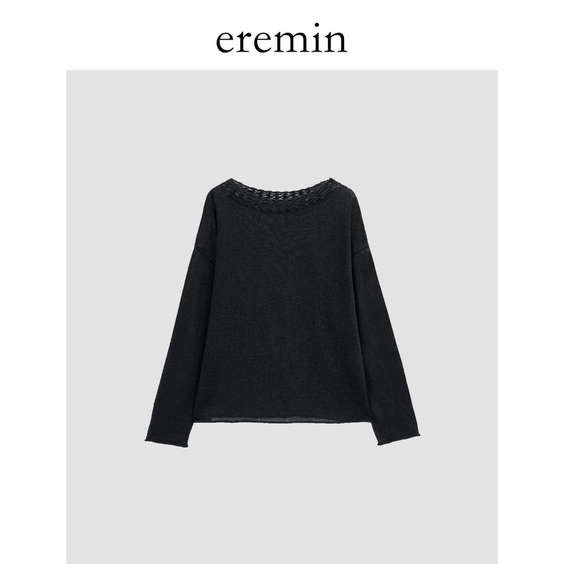 Eremin Lin Moqing/Transparent Knit Top/Lyocell + Mulberry Silk Breathable Lazy Style Loose Hollow Knit Top Eremin Lin Moqing/Transparent Knit Top/Lyocell + Mulberry Silk Breathable Lazy Style Loose Hollow Knit Top