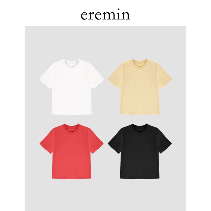 Eremin Lin Moqing/ Basic Essential High-Quality Cotton Comfortable Versatile Solid Color Crew Neck Short-Sleeve T-Shirt