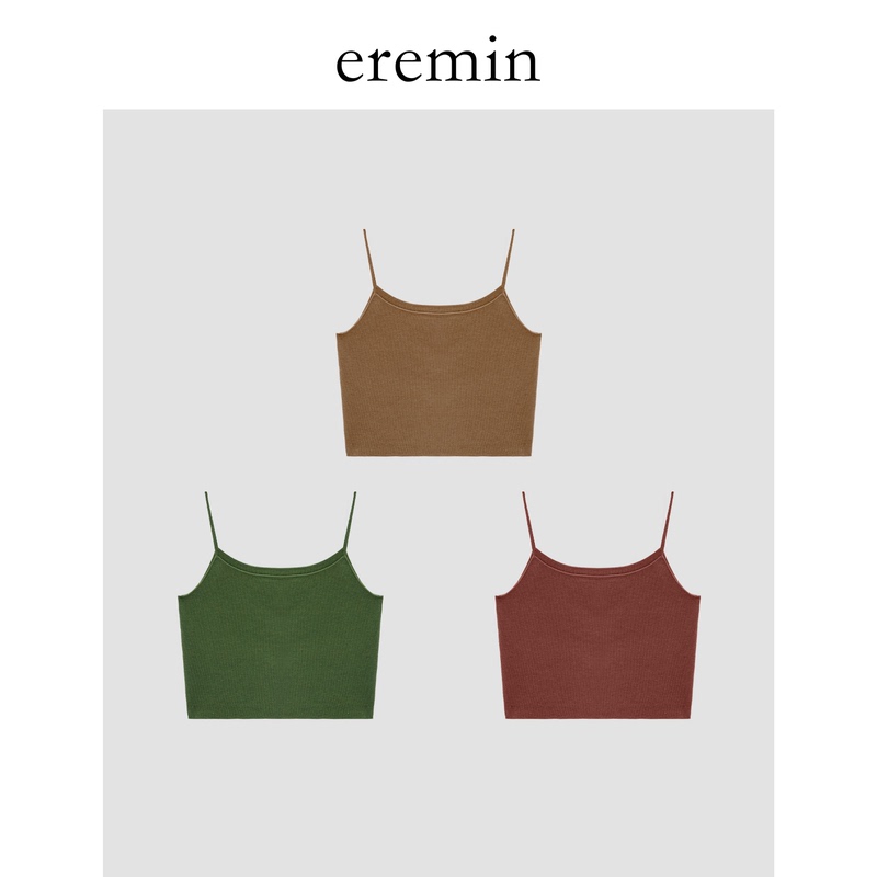 Eremin Lin Moqing/Colorful Knitted Camisole/Cotton Soft Elastic Skin-Friendly Thin Strap Versatile Camisole Tank Top