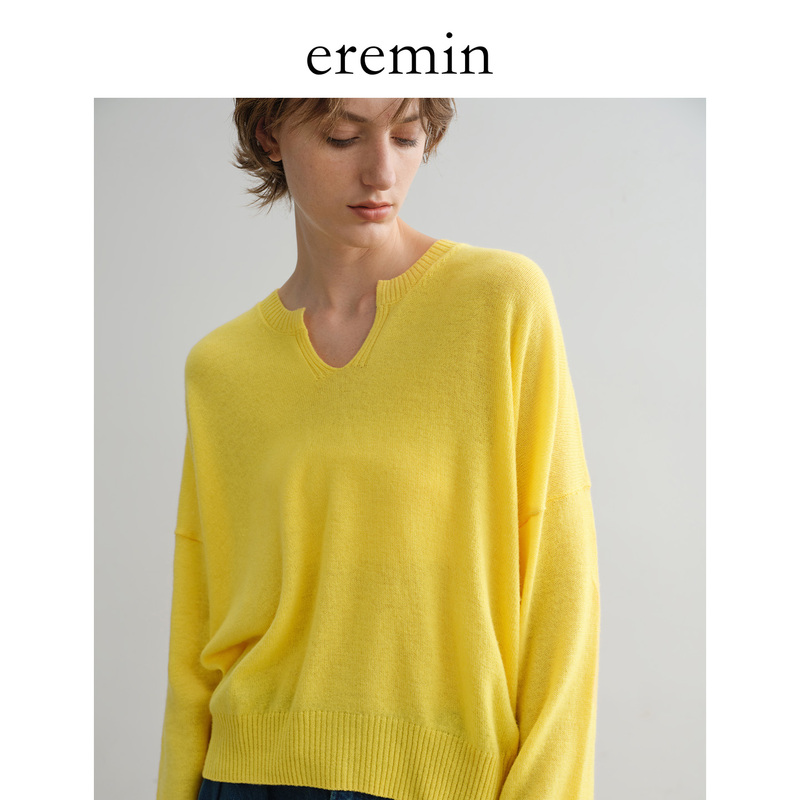 Eremin Lin Moqing/Scissor-Collar Yellow Sweater/Miao-Style Custom-Dyed Yarn Plain Weave All-Wool Sweater Eremin Lin Moqing/Scissor-Collar Yellow Sweater/Miao-Style Custom-Dyed Yarn Plain Weave All-Wool Sweater