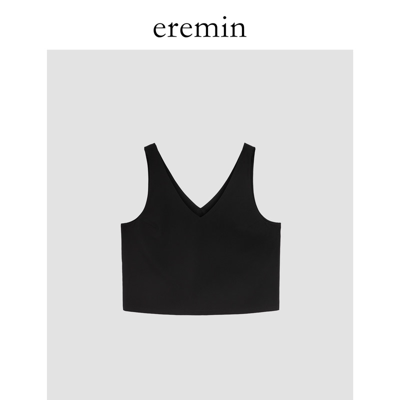 Eremin Lin Moqing/V-Neck Vest/Matte Satin Commuter Simple Slim-Fit Sleeveless Base Vest