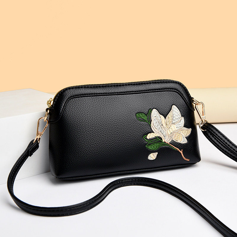 New Chinese-Style Genuine Leather Women's Bag 2026 New Model for Middle-Aged and Elderly Mothers, Single Shoulder Crossbody Bag, Small Bag, Mobile Phone Bag, Lightweight