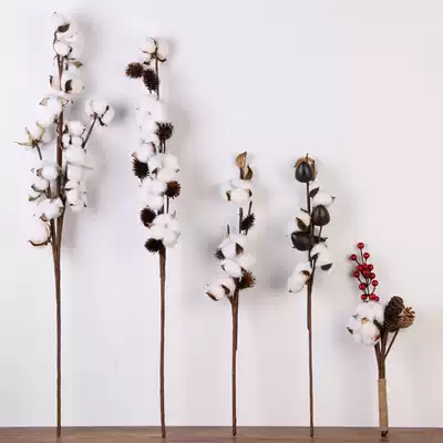 Kapok simulation flower dry flower single bouquet pastoral forest series high-quality cotton decoration shooting props ornaments