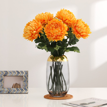 Single branch pineapple chrysanthemum artificial flower silk flower big flower home indoor living room table TV cabinet decoration decoration