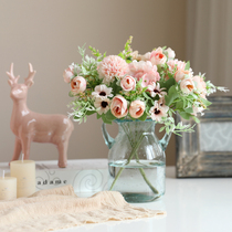 Nordic fresh simulation flower peony rose bouquet silk flower fake flower table coffee table table desktop floral ornaments props