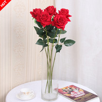 Long branch Rod simulation flannel rose big flower high quality fake flower home decoration indoor living room flower arrangement floor