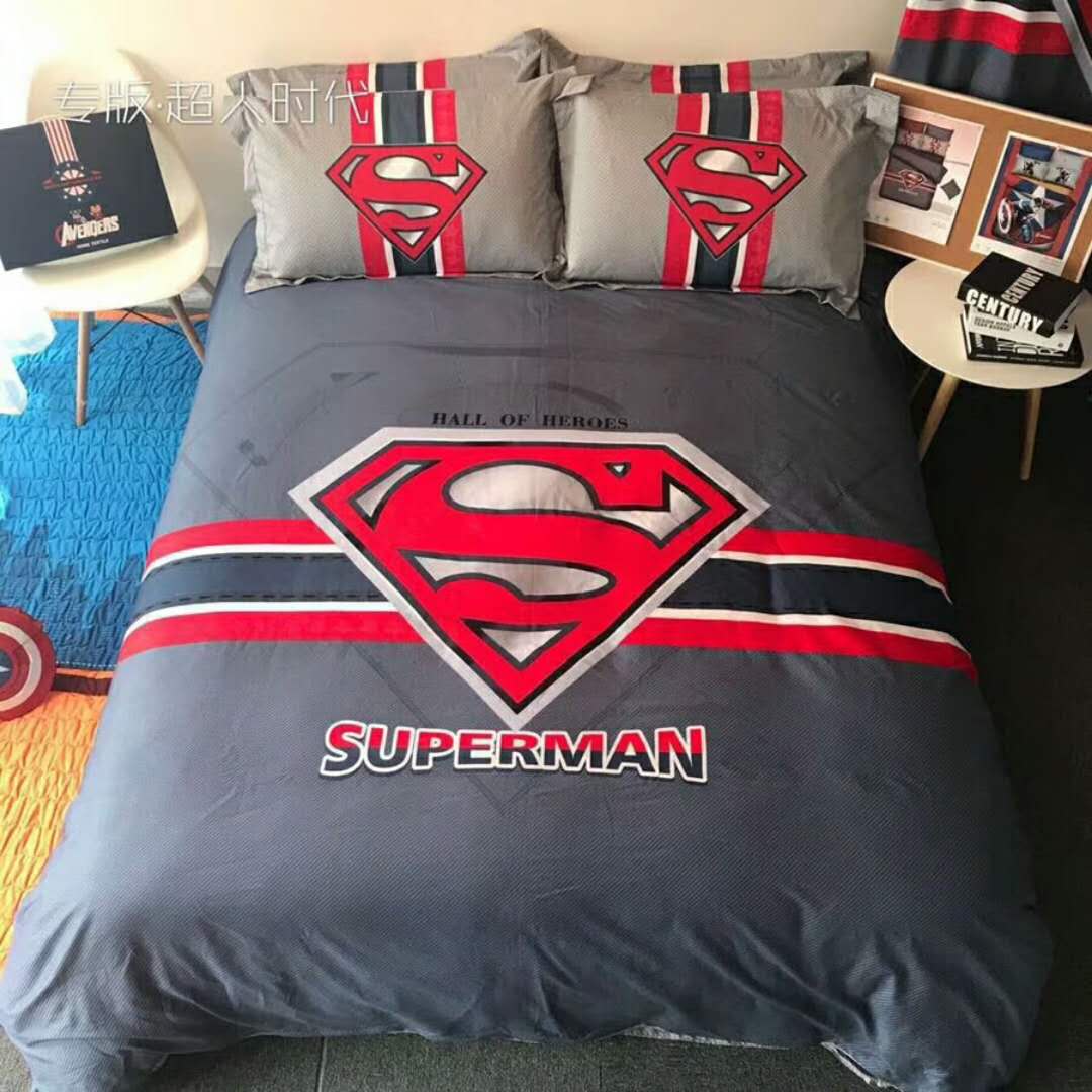 Trẻ em quilt cover đơn giản giường cotton bốn mảnh phim hoạt hình anime Superman cotton boy ba mảnh bộ đồ giường